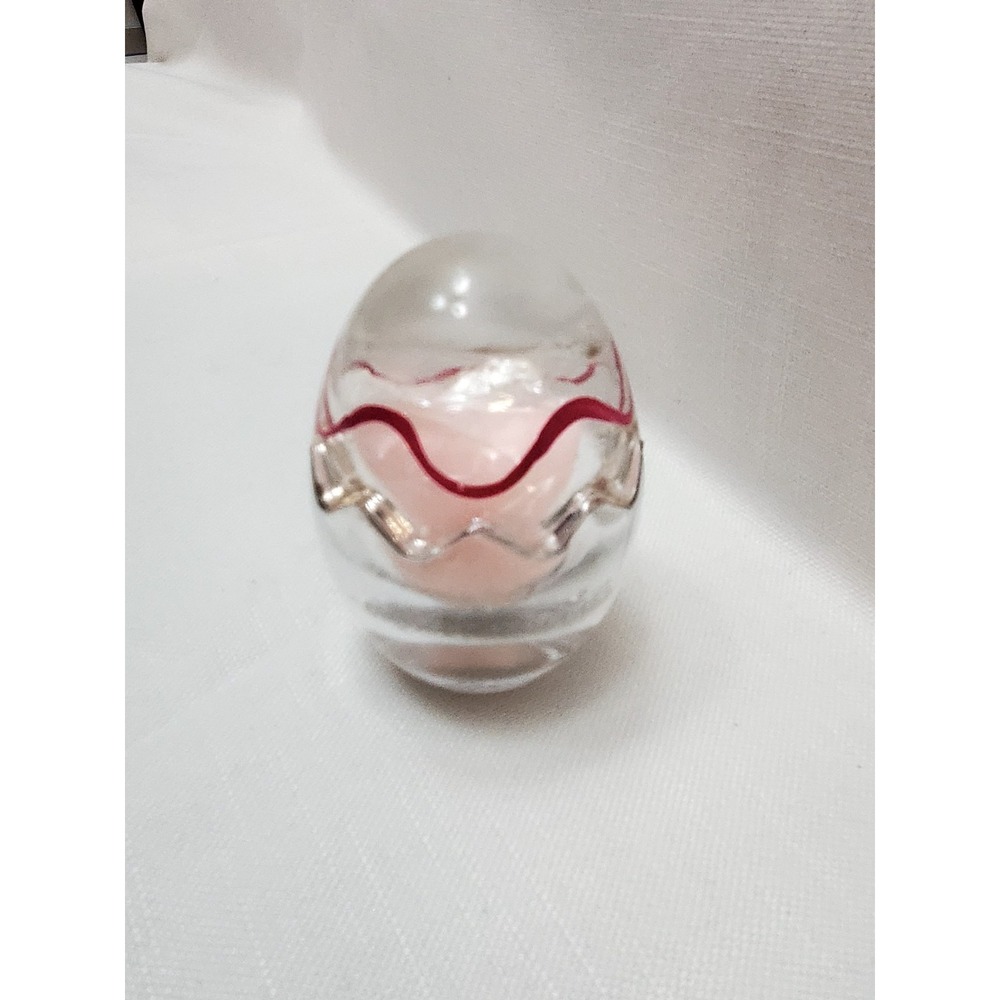 Clear Pink Painted 3.5" Two Piece Glass Egg Votive Candle Holder / Trinket Box‎